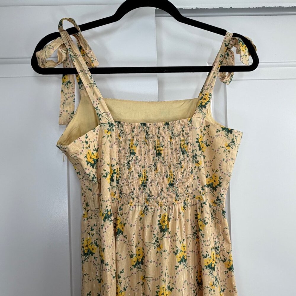 Revolve Paige Tamika Yellow Floral Tie Strap Midi Dress Size Small - Picture 10 of 15